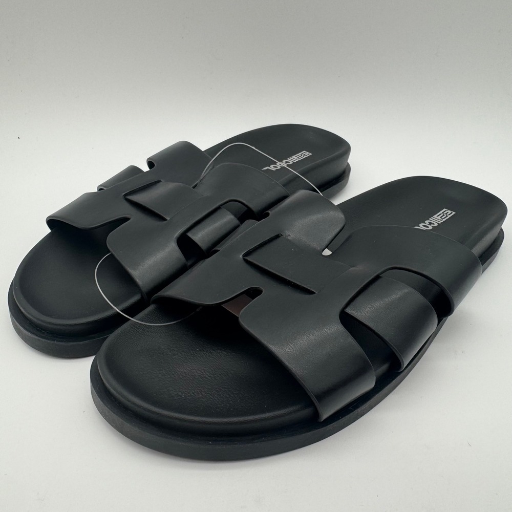 Women's H-Band‎ Sandals Black Cushioned Slide Sandals Size 10 NEW